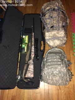 Rifle and Bags Packed