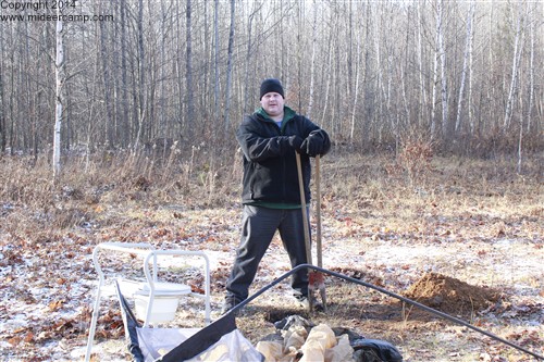 Steve digging a hole for the one-holer