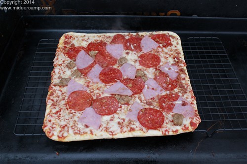 Deer Camp Meals Frozen Pizza on a Griddle