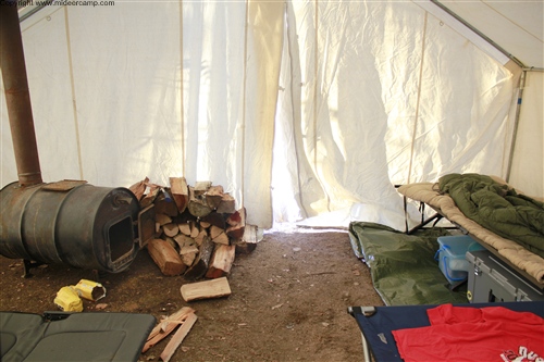 Wood burner in the wall tent