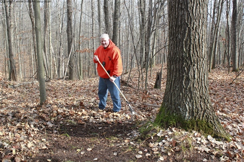 Steve cleaning up his spot