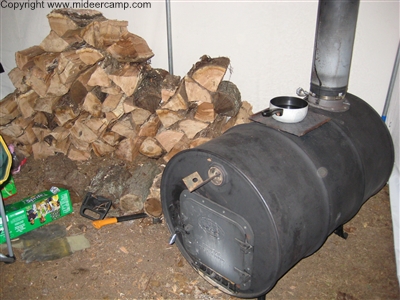 Wood Burner in the Corner of the Wall Tent