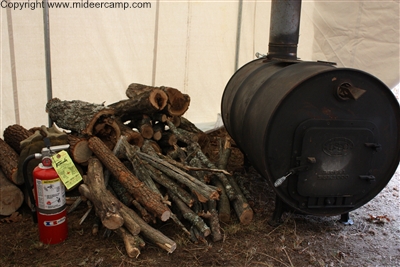 Wood Burner in the Corner of the Wall Tent