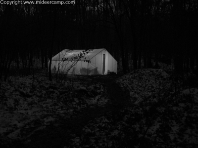 Wall Tent at Night in Black and White
