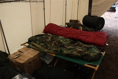 View of Inside of the Wall Tent, Wood Burner Side