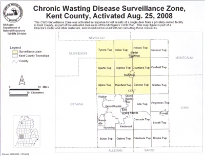Map of CWD Surveillance Zone, Kent County